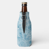 抽象芸術の青い羽と雪 ボトルクーラー (ボトル裏面)