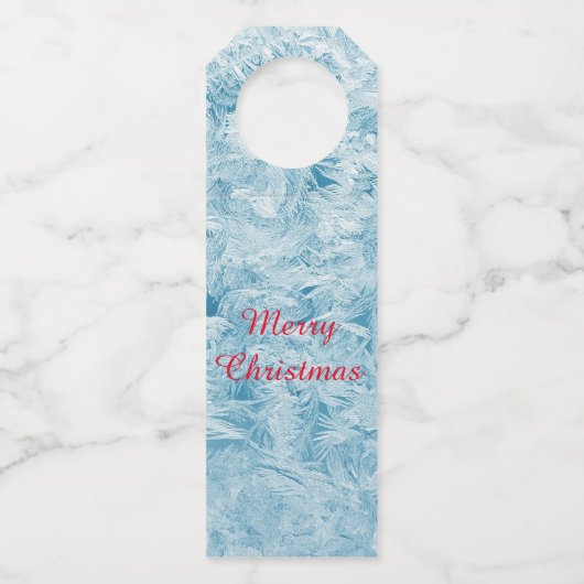 抽象芸術の青い羽と雪 ボトルネックタグ (正面)