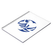 抽象芸術の青い魚のロゴ ノートブック (左側)