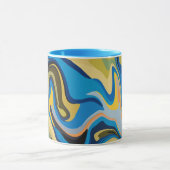 抽象芸術の青とトーンの流自然れ マグカップ (中央)