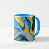 抽象芸術の青とトーンの流自然れ マグカップ (正面右)