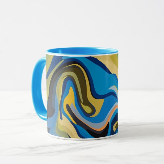 抽象芸術の青とトーンの流自然れ マグカップ (正面左)