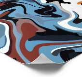 抽象芸術の青とトーンの自然調和 ポスター (角)