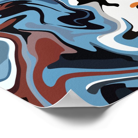 抽象芸術の青とトーンの自然調和 ポスター (角)