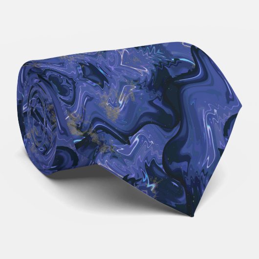 抽象芸術の青と白の旋回パターン ネクタイ (ロール)