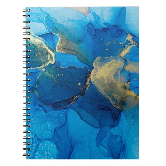 抽象芸術の青と金ゴールドの断片カラフルbackgr ノートブック (正面)