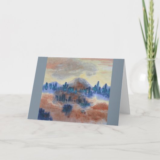 抽象芸術の風景 – 砂漠、馬、ライダー カード (正面)