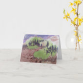 抽象芸術の風景 – 緑の丘陵地帯の姿 カード (黄色い花)