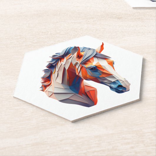 抽象芸術の馬のアートカラフルAの野生動物のツイストIm ペーパーコースター (アングル)
