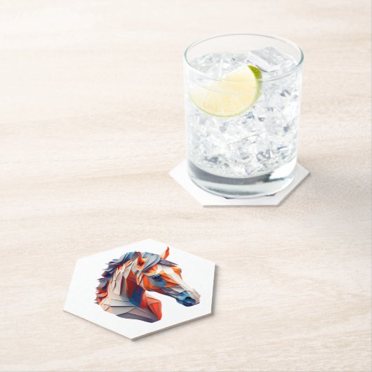 抽象芸術の馬のアートカラフルAの野生動物のツイストIm ペーパーコースター (インサイチュ)