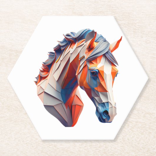 抽象芸術の馬のアートカラフルAの野生動物のツイストIm ペーパーコースター (正面)