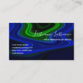 抽象芸術の鮮やかな青い線の緑の線書道 名刺 (裏面)