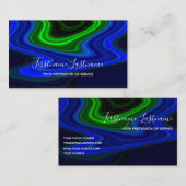 抽象芸術の鮮やかな青い線の緑の線書道 名刺 (正面/裏面)