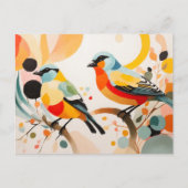 抽象芸術の鳥が枝に立っている ポストカード (正面)