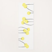 抽象芸術の黄色い花で、白い上に黒い茎がある ヨガマット (正面)