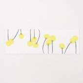 抽象芸術の黄色い花で、白い上に黒い茎がある ヨガマット (正面(横))