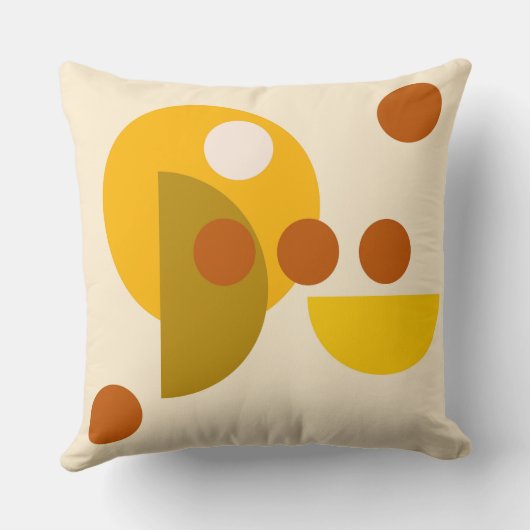 抽象芸術の黄色い茶色の丸い点 クッション (裏面)