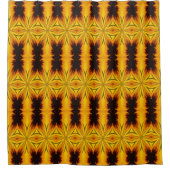 抽象芸術の黄色と茶色 シャワーカーテン (正面)