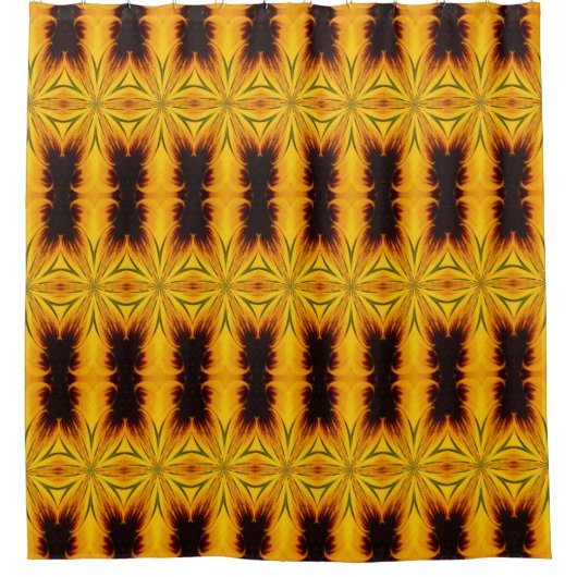 抽象芸術の黄色と茶色 シャワーカーテン (正面)