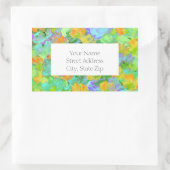 抽象芸術の黄色のオレンジケシのラベル 長方形シール (バッグ)