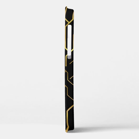 抽象芸術の黄金のパターンの黒と名前をカスタムする Case-Mate iPhoneケース (裏面 / 左)