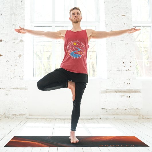 抽象芸術の黒いパターパーソナライズされたン名 ヨガマット