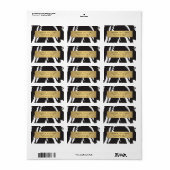 抽象芸術の黒いブラシストローク(金ゴールド名ラベル付き) ラベル (フルシート)