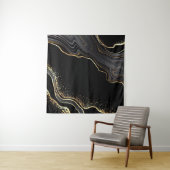抽象芸術の黒い波状の背景に金の静脈が浮かんでいる タペストリー (インサイチュ(横))