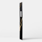 抽象芸術の黒い波状の背景に金の静脈が浮かんでいる Case-Mate iPhoneケース (裏面 / 右)