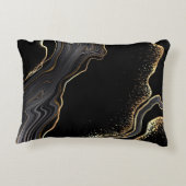 抽象芸術の黒い瑪瑙の背景には黄金の静脈が浮かんでいた アクセントクッション (裏面)