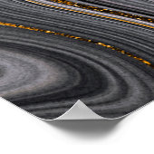 抽象芸術の黒い瑪瑙の背景には黄金の静脈が浮かんでいた ポスター (角)