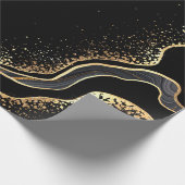 抽象芸術の黒い瑪瑙の背景には黄金の静脈が浮かんでいた ラッピングペーパー (角)