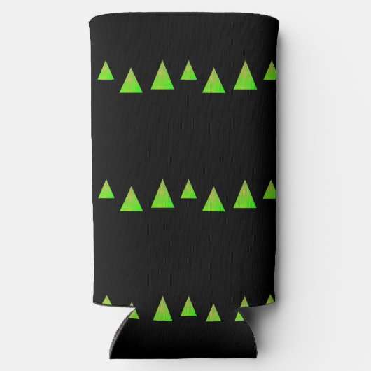 抽象芸術の黒い緑の三角形 スリム缶クーラー (裏面)