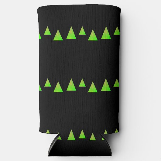 抽象芸術の黒い緑の三角形 スリム缶クーラー (正面)