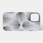 抽象芸術の黒い花模様（灰色の背景） iPhoneケース (裏面横)
