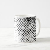 抽象芸術の黒と白のヴィンテージ背景。モノック コーヒーマグカップ (正面右)