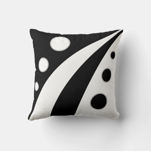 抽象芸術の黒と白の波(円) クッション (裏面)