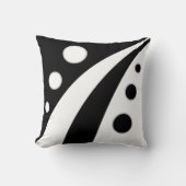 抽象芸術の黒と白の波(円) クッション (正面)