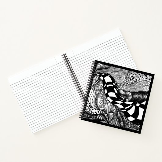 '抽象芸術の黒線と白線絡 ノートブック (内部)