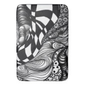 抽象芸術の黒線と白線絡 バスマット (正面縦)