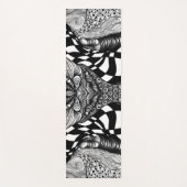 抽象芸術の黒線と白線絡 ヨガマット (正面)