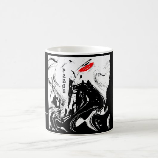 抽象芸術の"パリ"のコーヒー・マグ コーヒーマグカップ (中央)