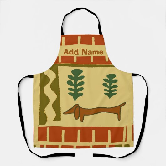 抽象芸術のDachshand図形、追加文字、エプロン エプロン (正面)