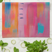 抽象芸術はっきりしたアートinピンクス&ブルース キッチンタオル (折り畳み)