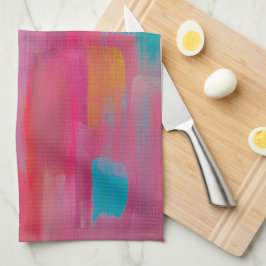 抽象芸術はっきりしたアートinピンクス&ブルース キッチンタオル
