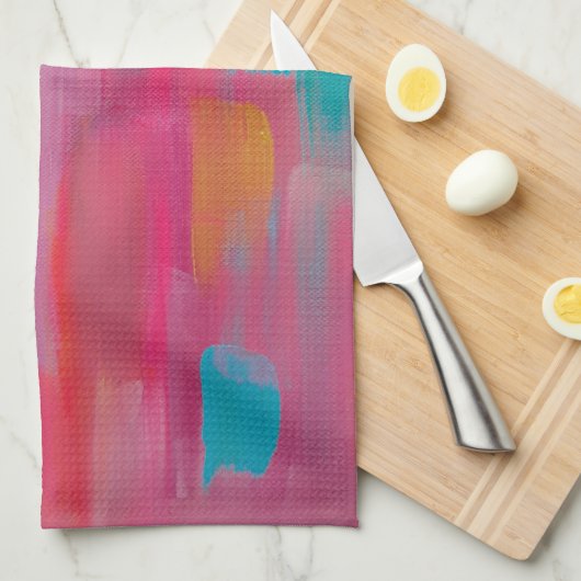 抽象芸術はっきりしたアートinピンクス&ブルース キッチンタオル (四つ折り)