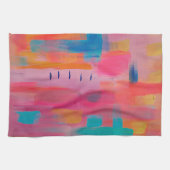 抽象芸術はっきりしたアートinピンクス&ブルース キッチンタオル (横)