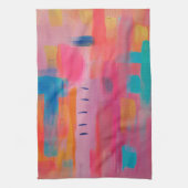 抽象芸術はっきりしたアートinピンクス&ブルース キッチンタオル (縦)