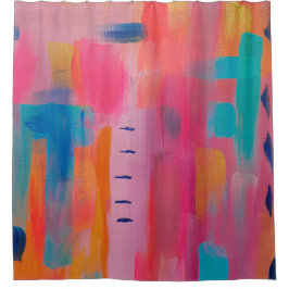 抽象芸術はっきりしたアートinピンクス&ブルース シャワーカーテン