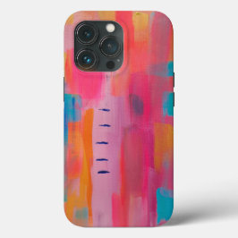 抽象芸術はっきりしたアートinピンクス&ブルース iPhone 15ケース